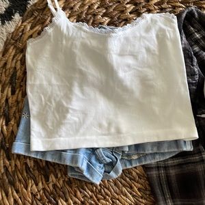 Basic white crop top spaghetti strap